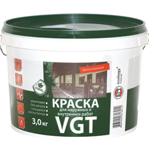 VGT (ВГТ) - Краска для внутренних и наружных работ  ВД-АК-1180 "Белоснежная"